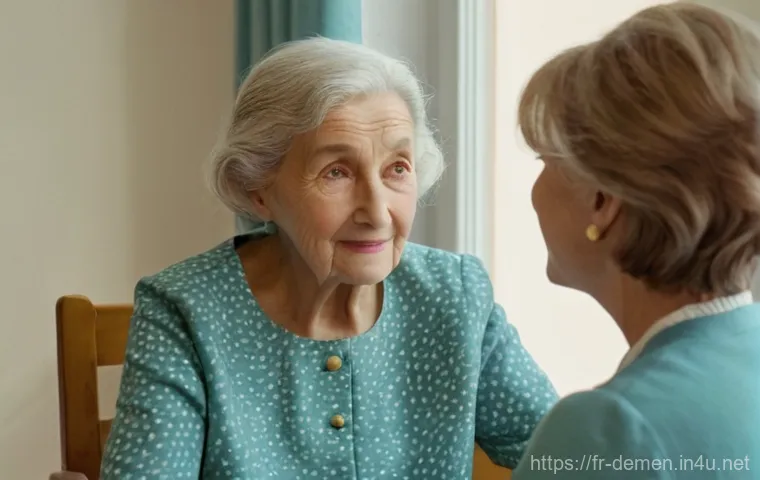 치매관리사 주간 사례 분석 - Image Prompt 1: Empathetic Connection in a French Care Setting**