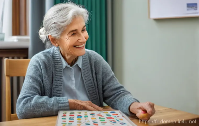 치매관리사 경력 개발 계획 세우기 - **Prompt for an image depicting cognitive stimulation through non-pharmacological therapy:**
    "A ...