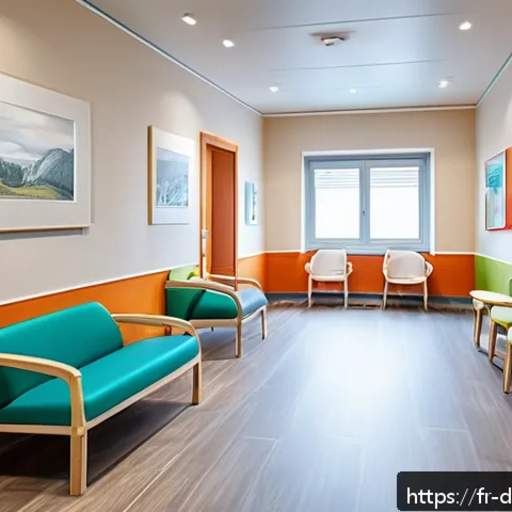 치매관리사로서 전문성을 높이는 방법 - A warm, bright care facility room designed for elderly dementia patients, featuring clear visual cue...